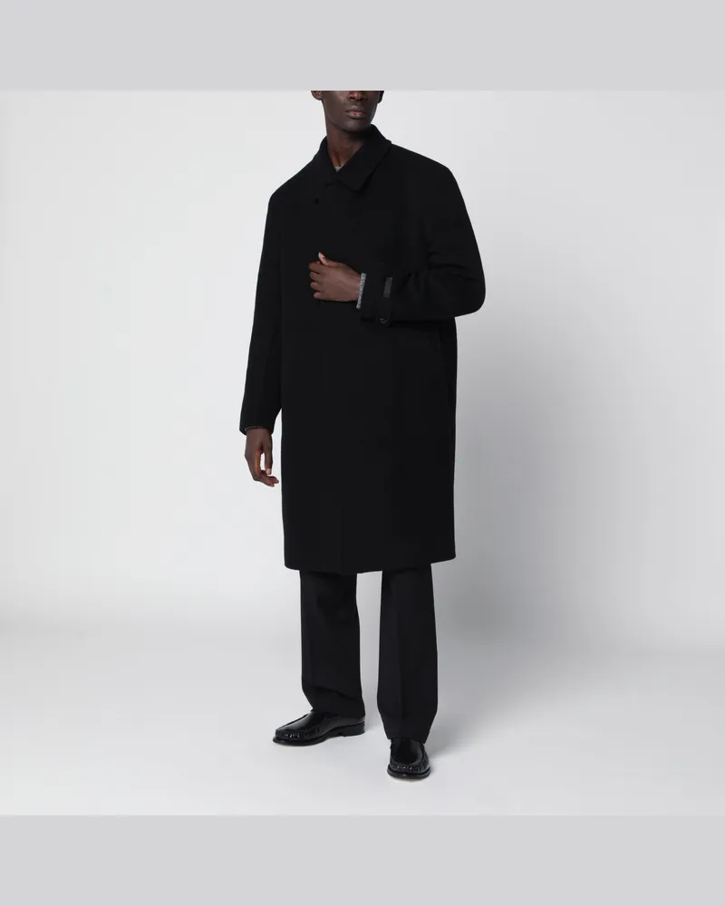 Prada Langer schwarzer Mantel aus Wolle und Kaschmir Black