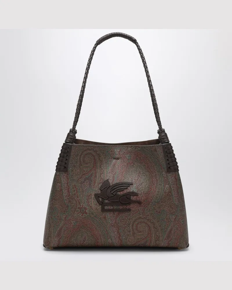 Etro Mittlere Libra Shopping Bag mit Paisley-Muster Braun