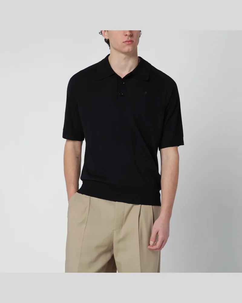 AMI Paris Schwarzes Ami De Coeur Wollpolo 