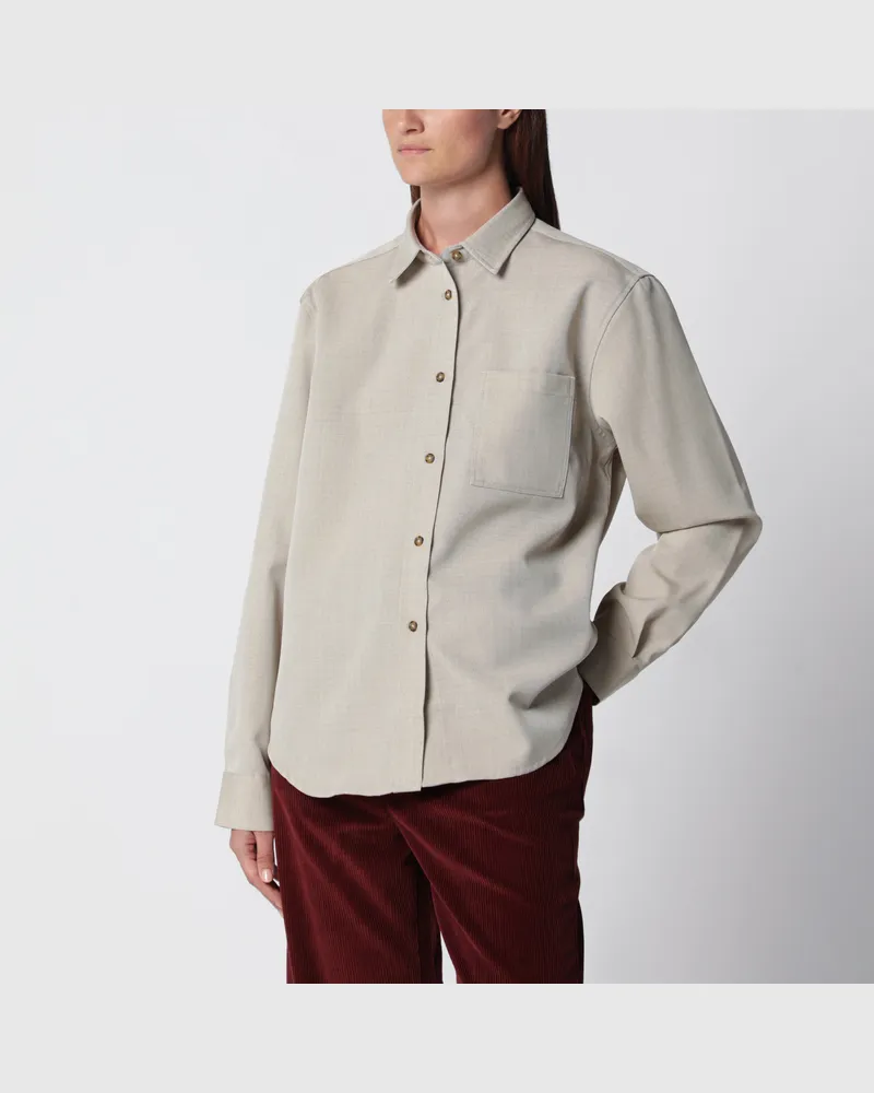 Róhe Hemd aus Wolle und Seide in Butterfarben Beige