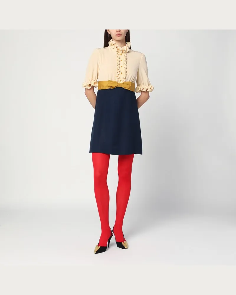 Valentino Garavani Minikleid mit Rüschen und Schleife aus Seide Blau