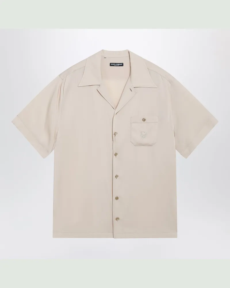 Dolce & Gabbana Bowlinghemd aus Seide in Ecru White