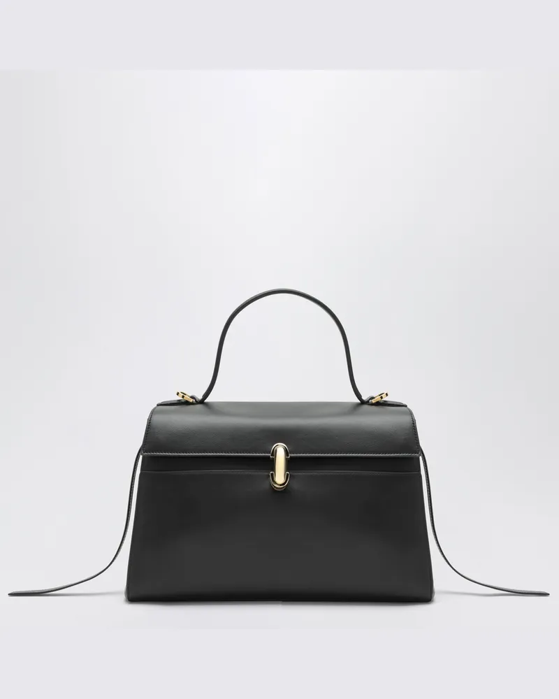 SAVETTE Schwarze Soft Symmetry Handtasche aus Leder Black