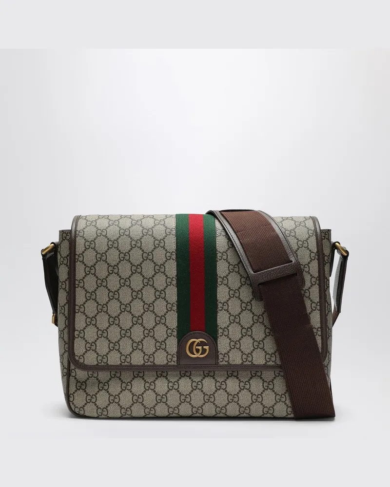 Gucci Umhängetasche mit Webdetail aus GG-Stoff beige/ebenholz Braun