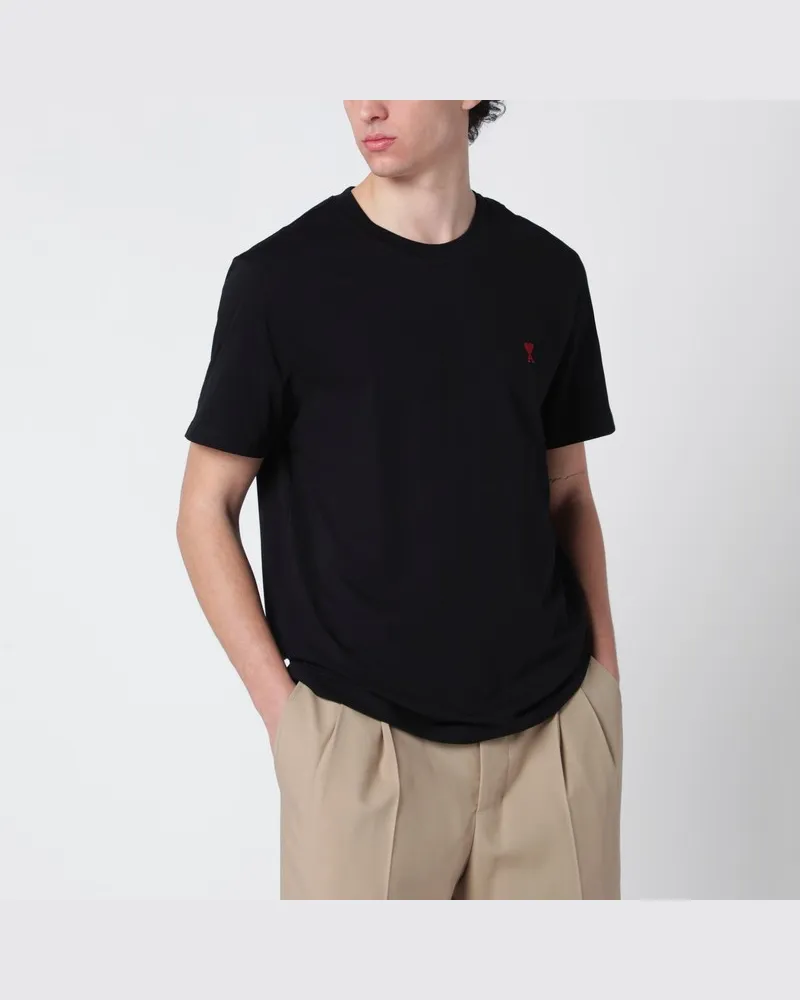 AMI Paris Schwarzes Ami De Coeur T-Shirt Schwarz