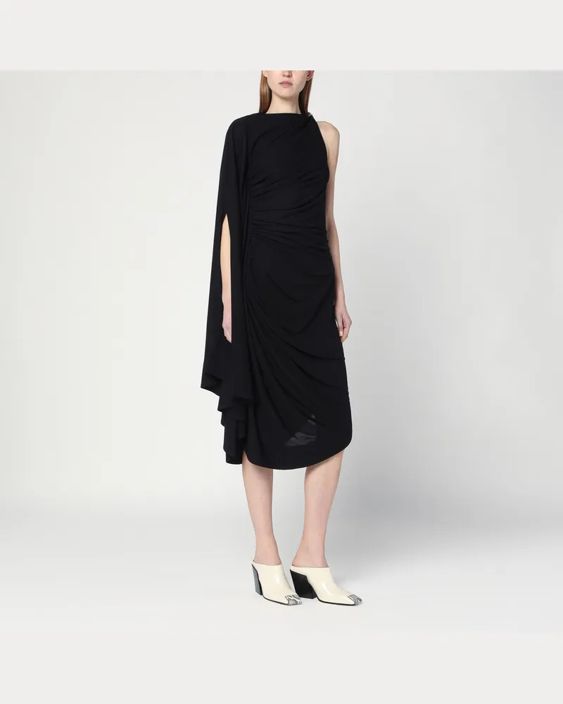 Bottega Veneta Schwarzes drapiertes Kleid aus Viskose-Jersey Black