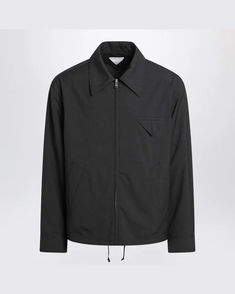 Bottega Veneta Schwarze Wolljacke mit Reißverschluss Schwarz