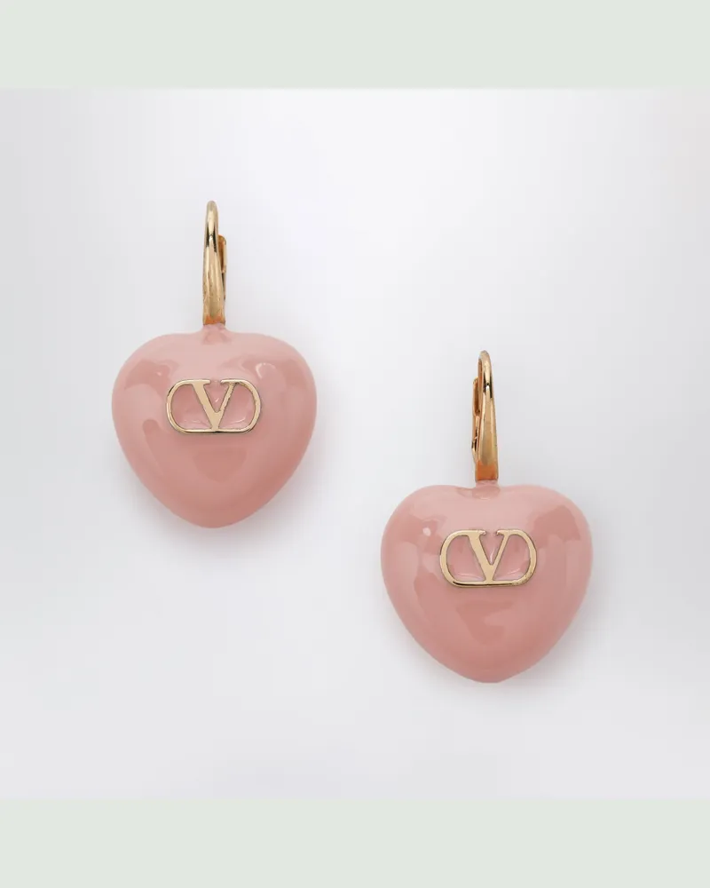 Valentino Garavani Herzförmige Logo-Ohrringe aus Metall in Gold/Rosa Metal