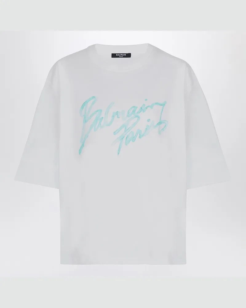 Balmain T-shirt oversize blanc avec logo imprimé White