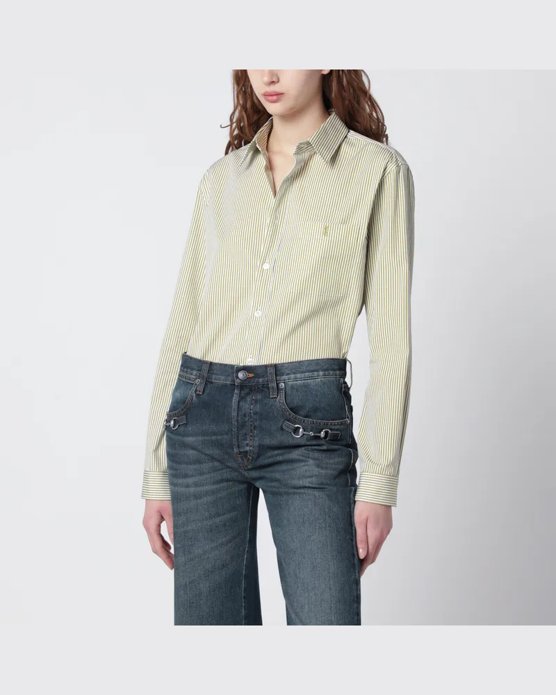 Saint Laurent Cassandre Hemd Aus Baumwollpopeline Green