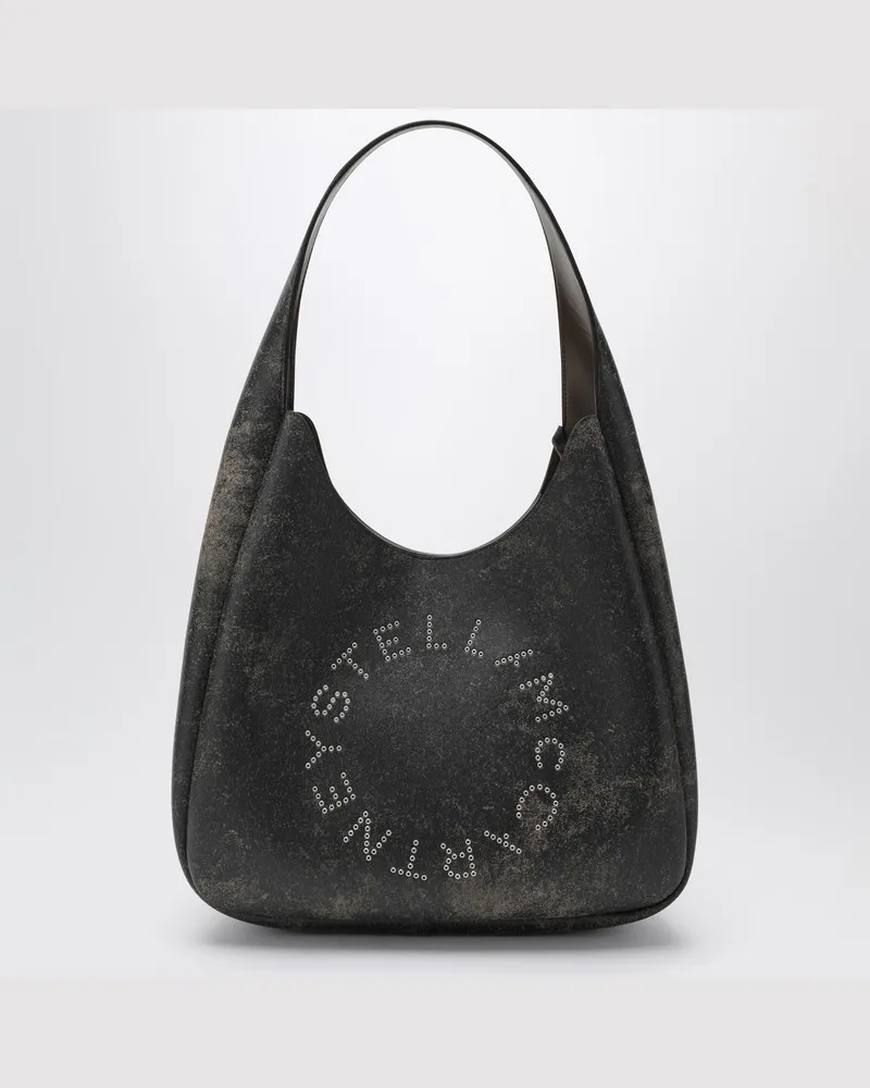 Stella McCartney Große Hobo Tasche mit Vintage-Effekt und Logo Braun