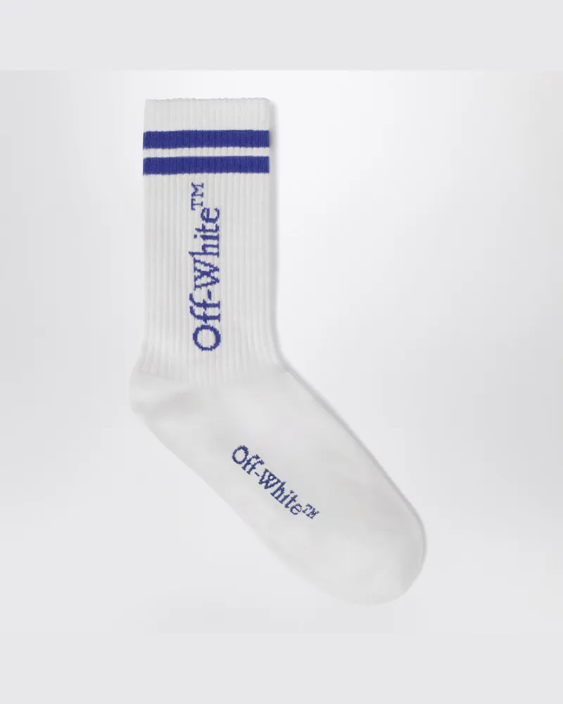 OFF-WHITE Weiße Socken mit blauem Logo Weiß
