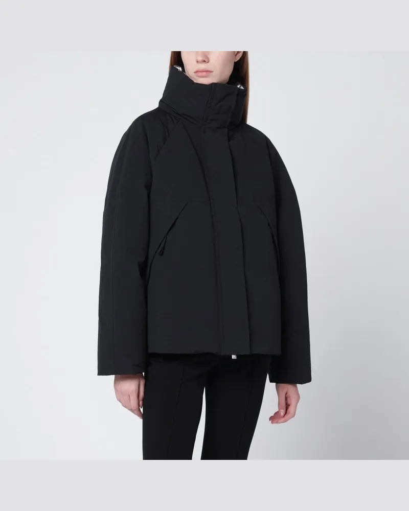 Herno Schwarze Laminar Jacke aus Crinkle Metallic Schwarz