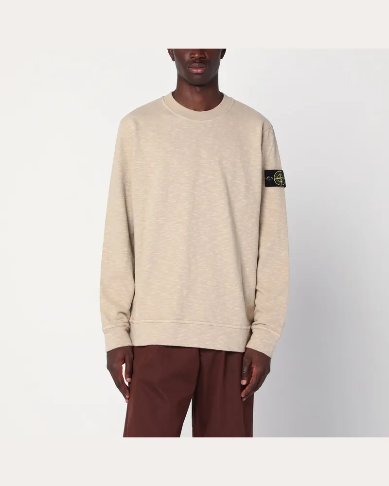 Stone Island Sweatshirt in Wüstenfarbe aus Baumwolle Beige