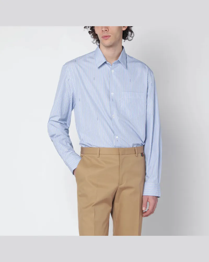 Gucci Hellblau gestreiftes Hemd aus Baumwollpopeline Light