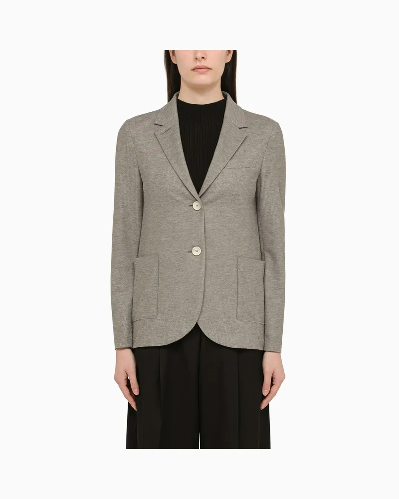 Harris Wharf London Hellgraue einreihige Jacke aus Baumwolle Grau