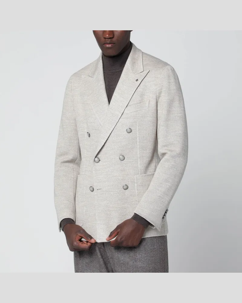 Tagliatore Beige zweireihige Jacke aus Wollmischung Beige