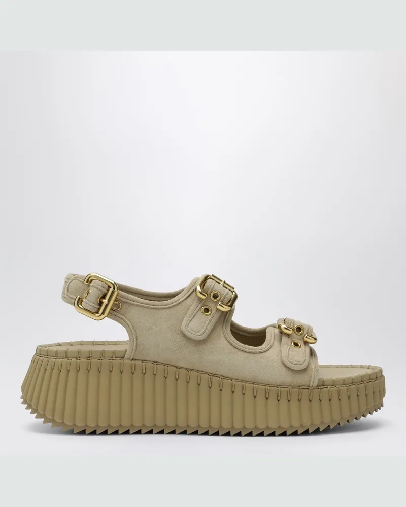 Chloé Nama Keilsandalen in Sand Beige