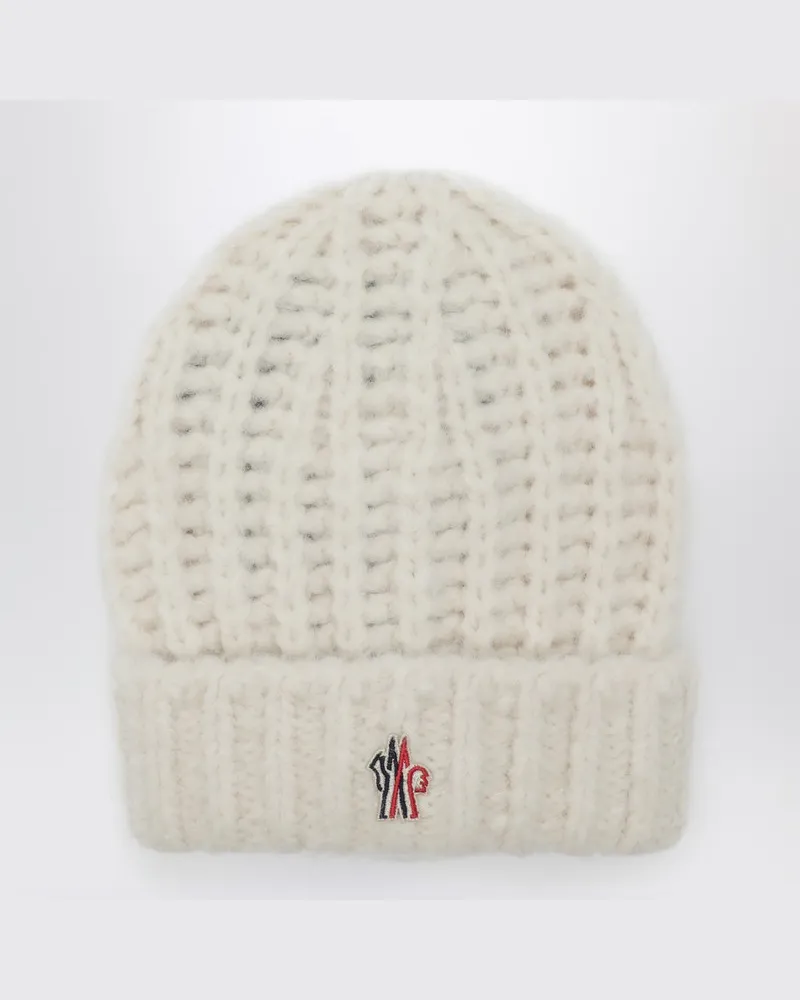 Moncler Weißer Beanie aus Alpakamischung Weiß