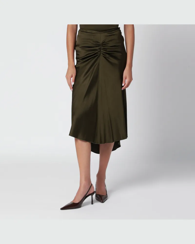 Victoria Beckham Bella grüner Midirock aus Crêpe-Satin Green