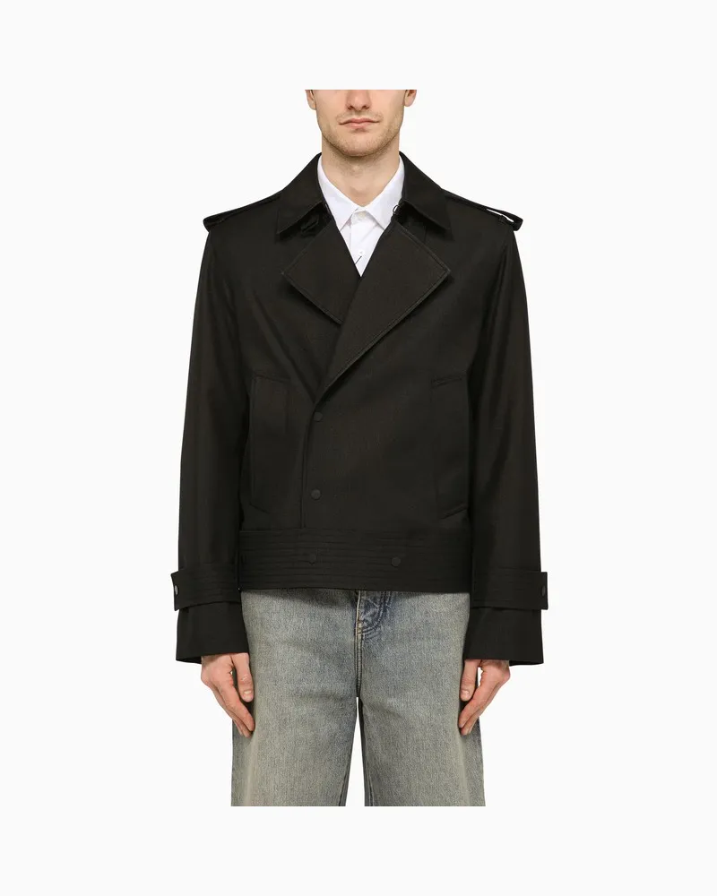 Burberry Schwarzer kurzer Trenchcoat aus Seidengemisch Schwarz