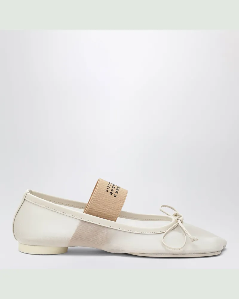 Maison Margiela Numeric Anatomic Ballerinas aus Nylon und Leder in Weiß Sand Beige