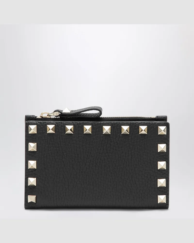 Valentino Garavani Rockstud Geldbörse aus schwarzem Leder Black
