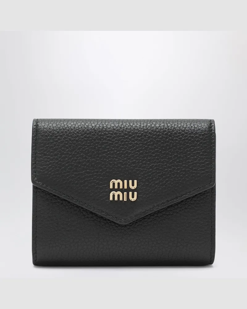 Miu Miu Kleine schwarze Geldbörse aus Kalbsleder Black