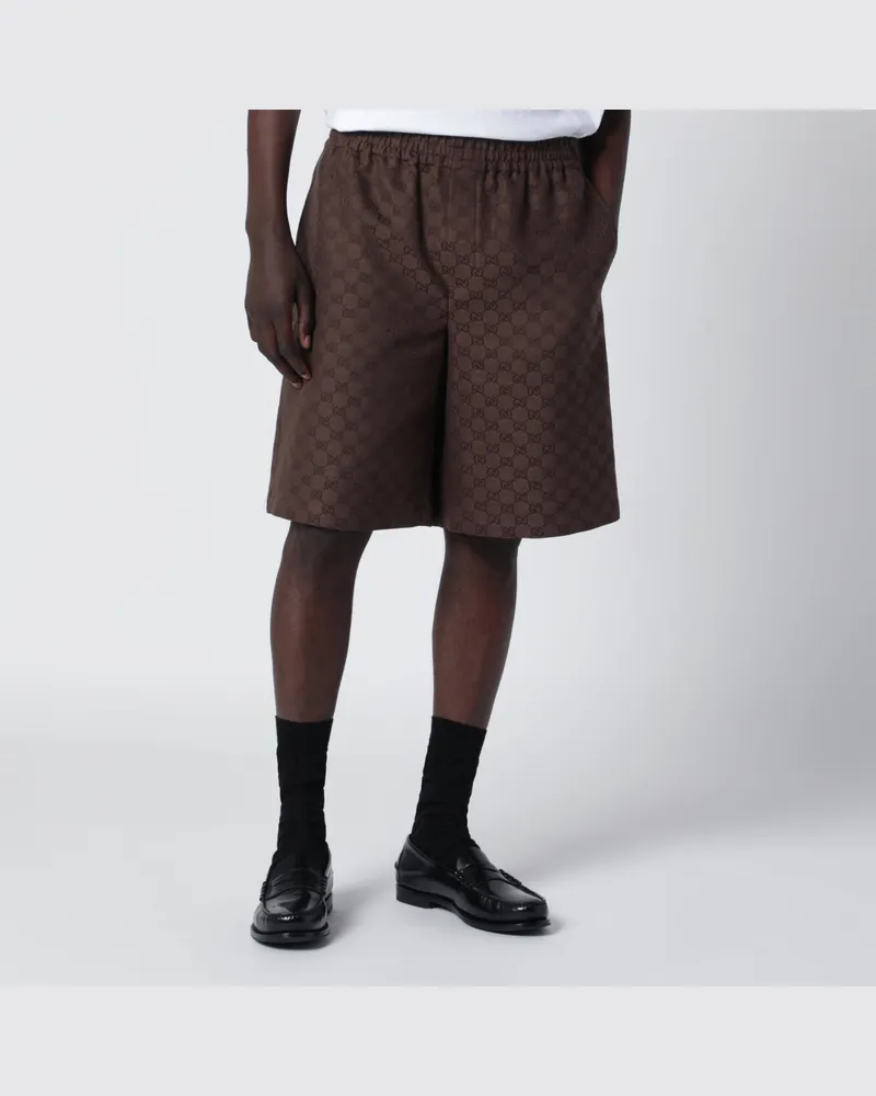 Gucci Shorts aus GG-Gewebe aus Leinenmischung Brown