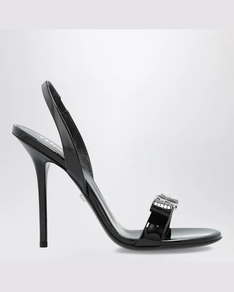 Versace Schwarze Sandalen mit Medusa-Schleife 