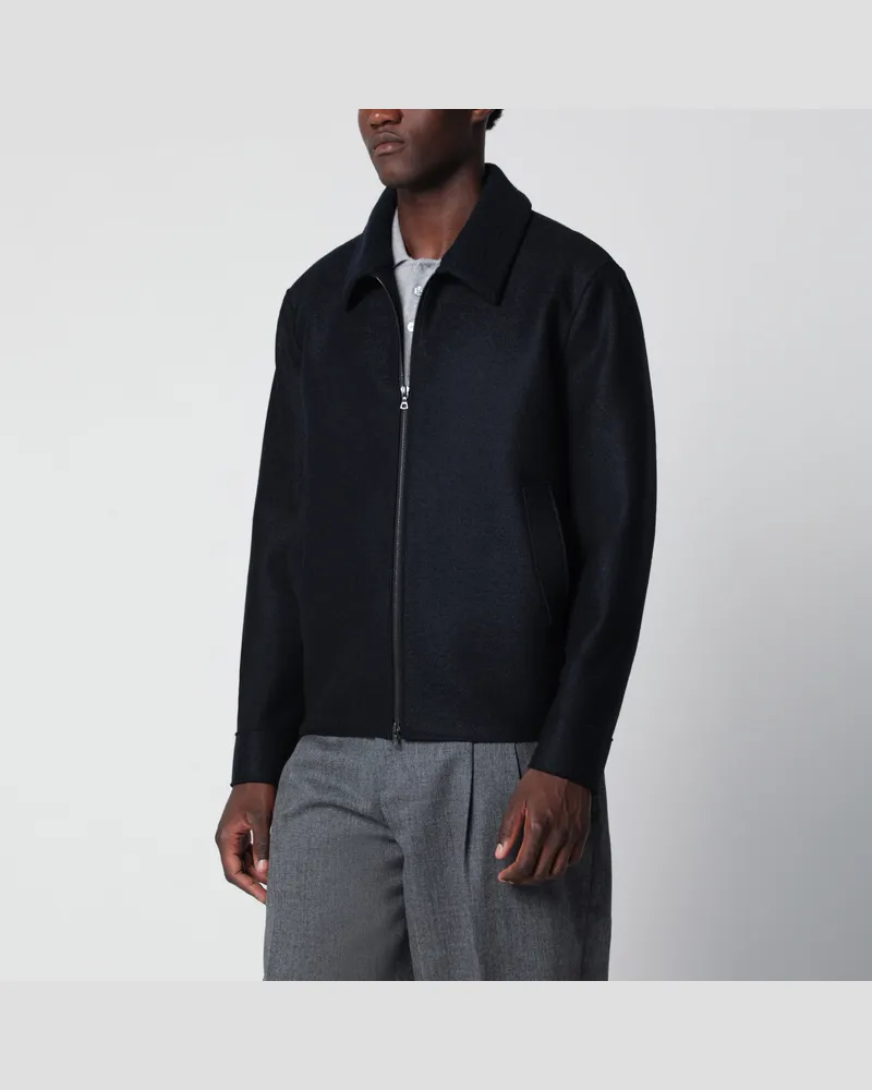 Harris Wharf London Marineblaue Wolljacke mit Reißverschluss Blue
