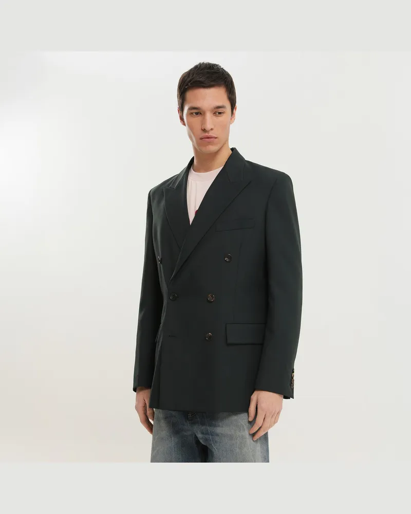 1989 STUDIO Dunkelgrünes doppelt geknöpftes Blazer Green