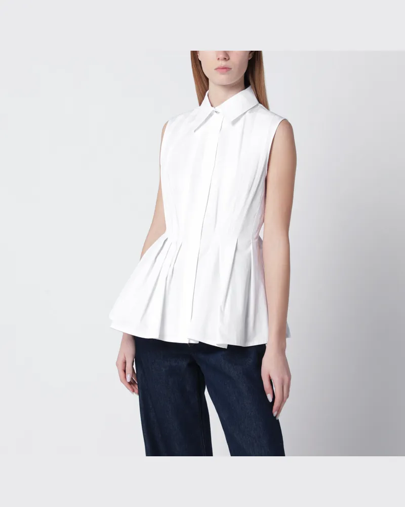 SPORTMAX Ärmellose Bluse aus Baumwollcanvas in Optisch Weiß White