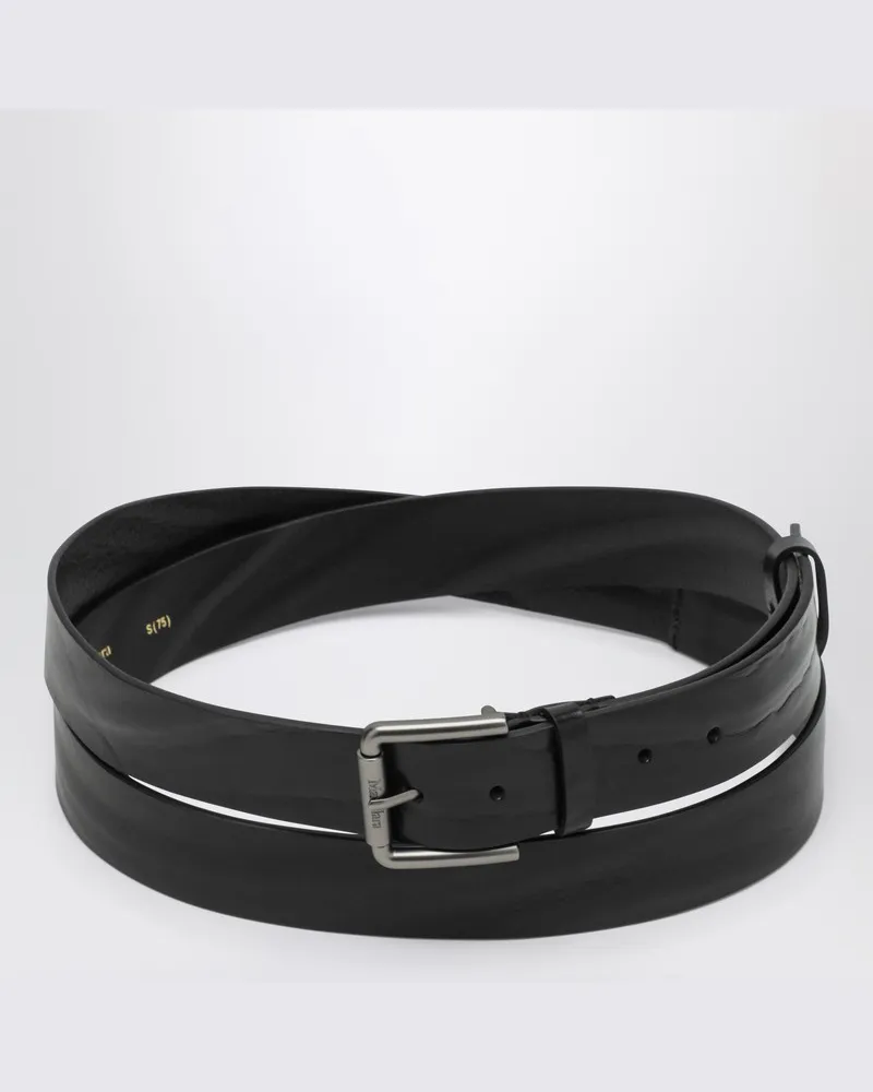Max Mara Langer Gürtel aus Schwarzem Leder Schwarz