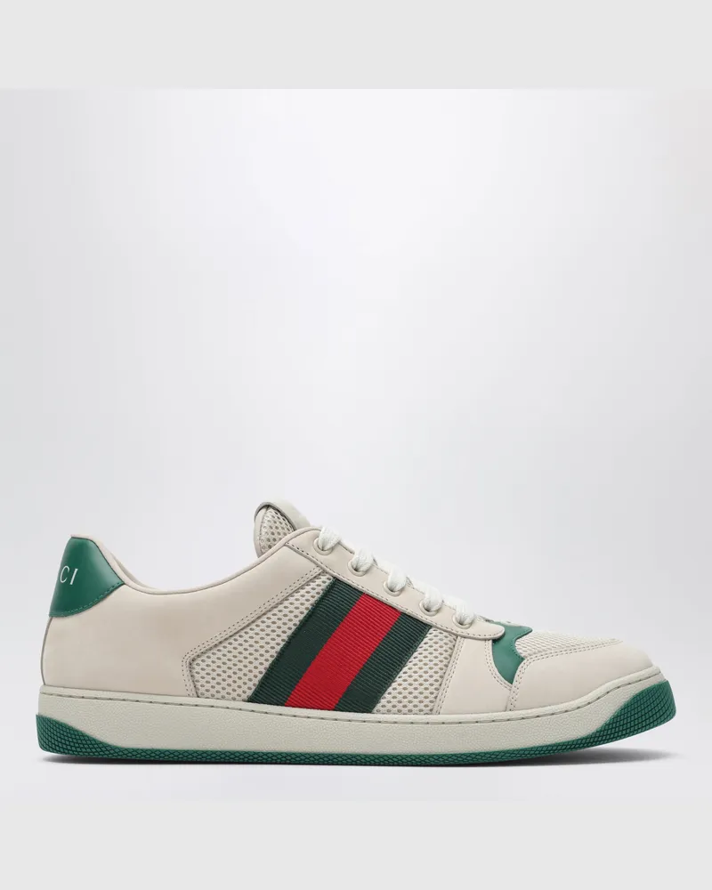 Gucci Screener Sneaker aus Mesh und Leder in Weiß/Grün White