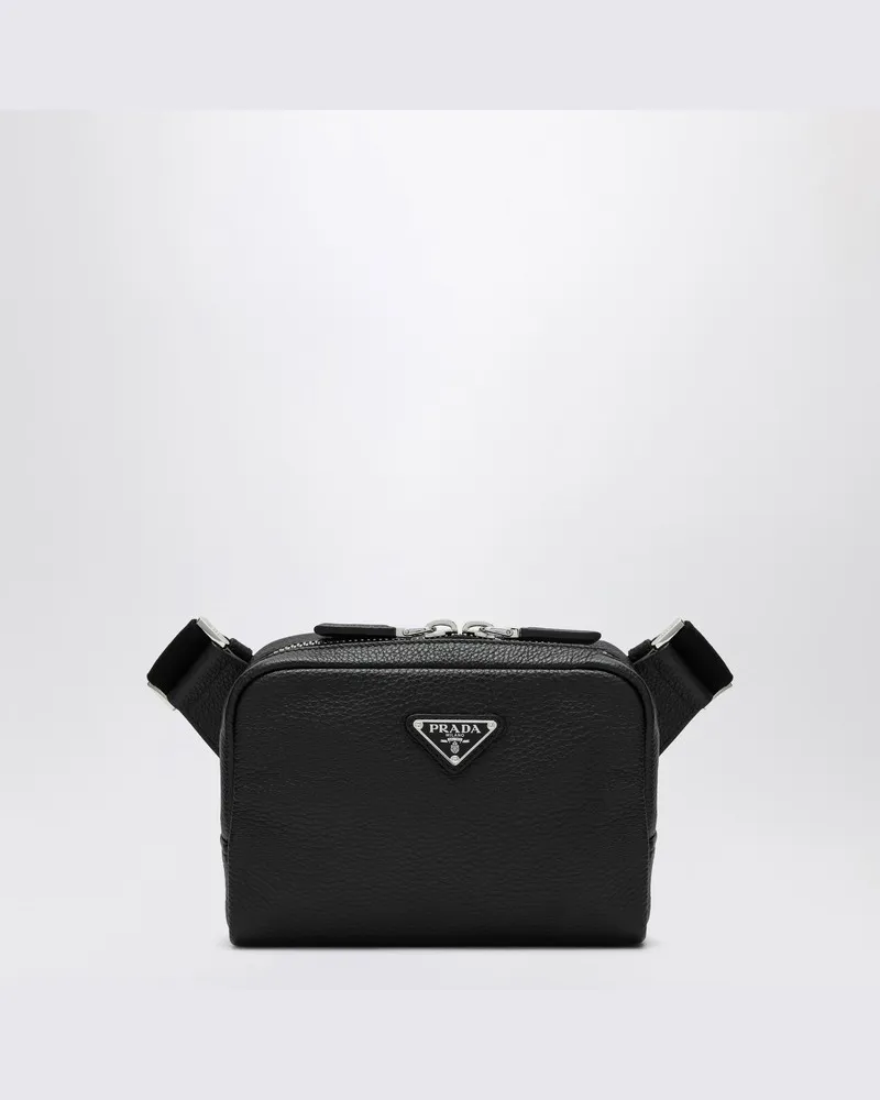 Prada Schwarze Leder-Umhängetasche Schwarz
