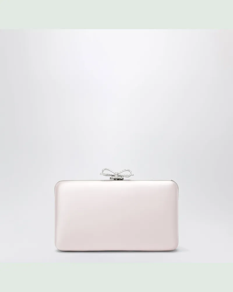 Self-Portrait Satin-Clutch mit Kristallschleife in Rosa Pink