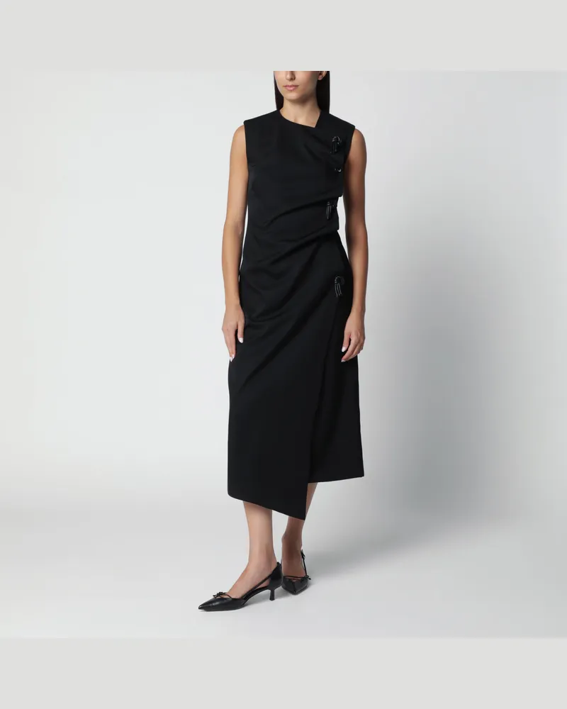 Bottega Veneta Schwarzes Midikleid aus Wolle Black