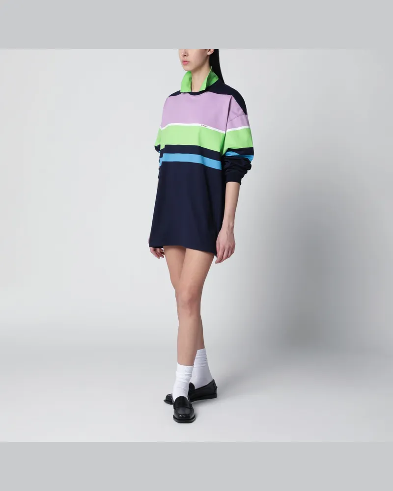 Versace Gestreiftes Colorblock-Minikleid aus Baumwolljersey Multicolor