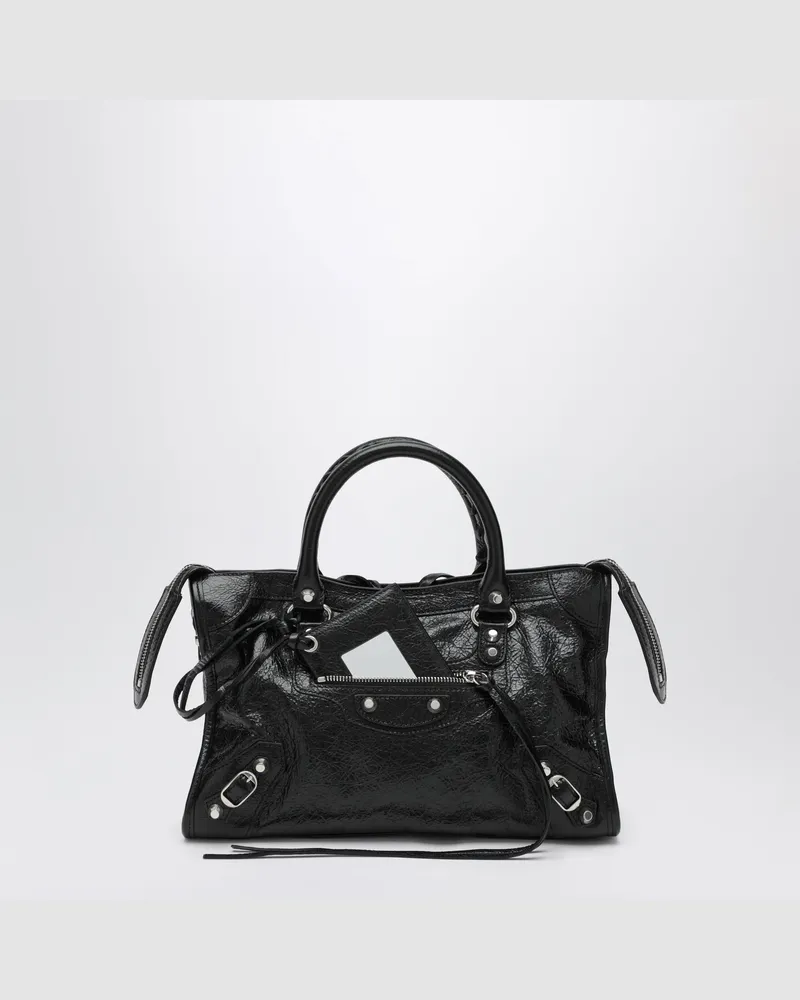 Balenciaga Kleine Le-City-Tasche aus Arena-Lammleder in Schwarz Black