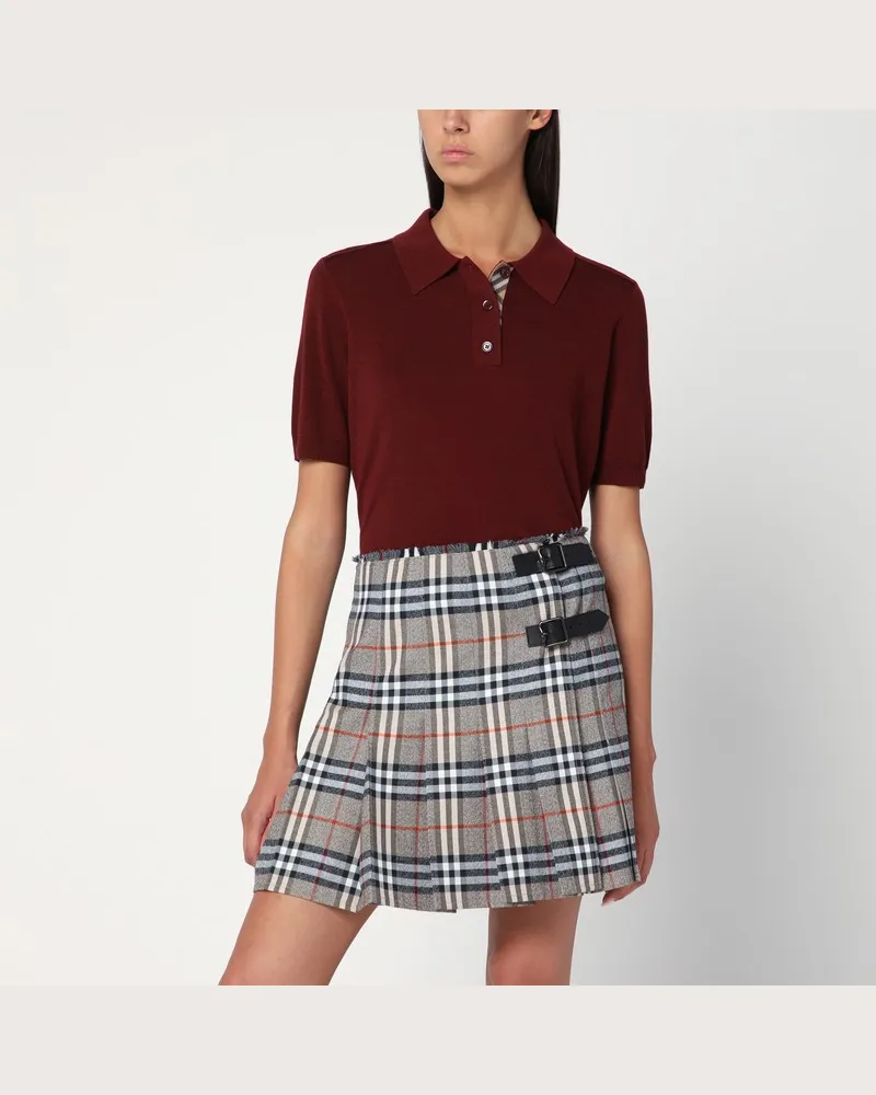 Burberry Bordeauxfarbenes Polo aus Wolle Burgunderrot
