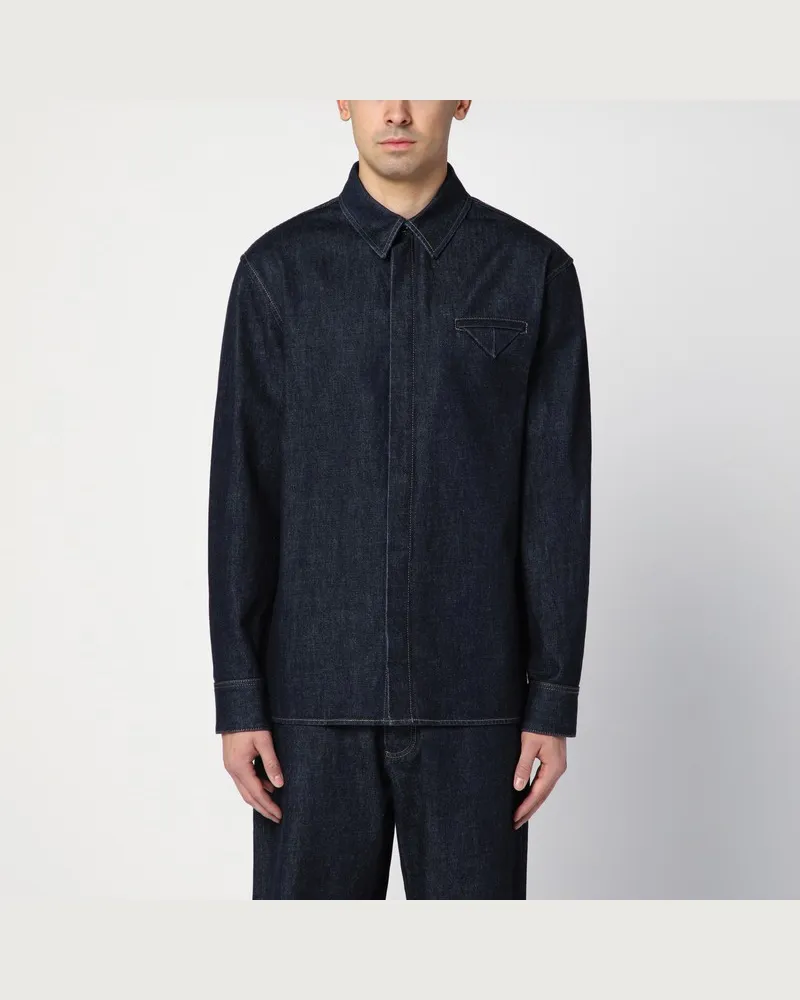 Bottega Veneta Indigoblaues Jeanshemd aus Denim Blau
