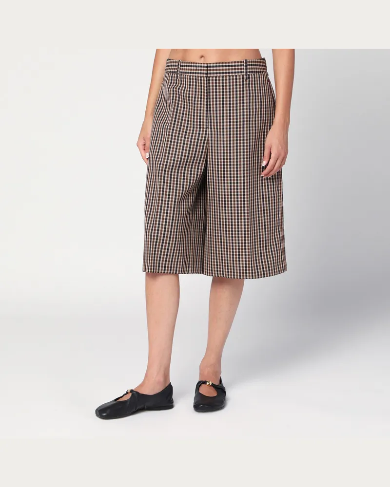 Jil Sander Karierte Wollbermuda in Braun 