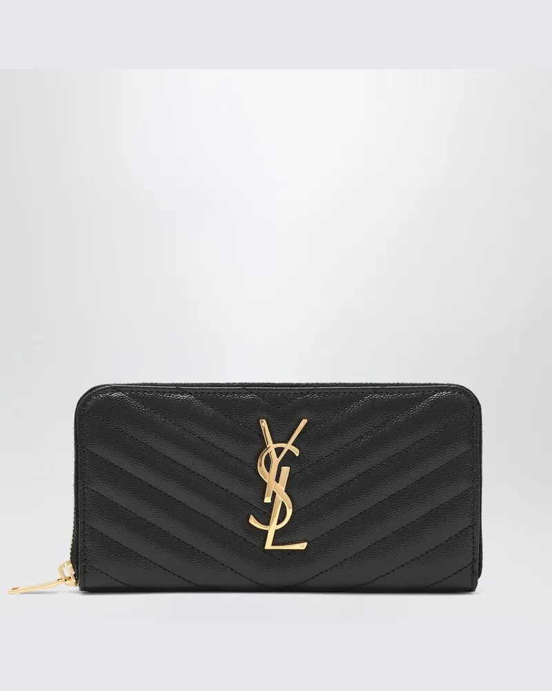 Saint Laurent Schwarze Cassandre-Geldbörse mit Steppung Schwarz