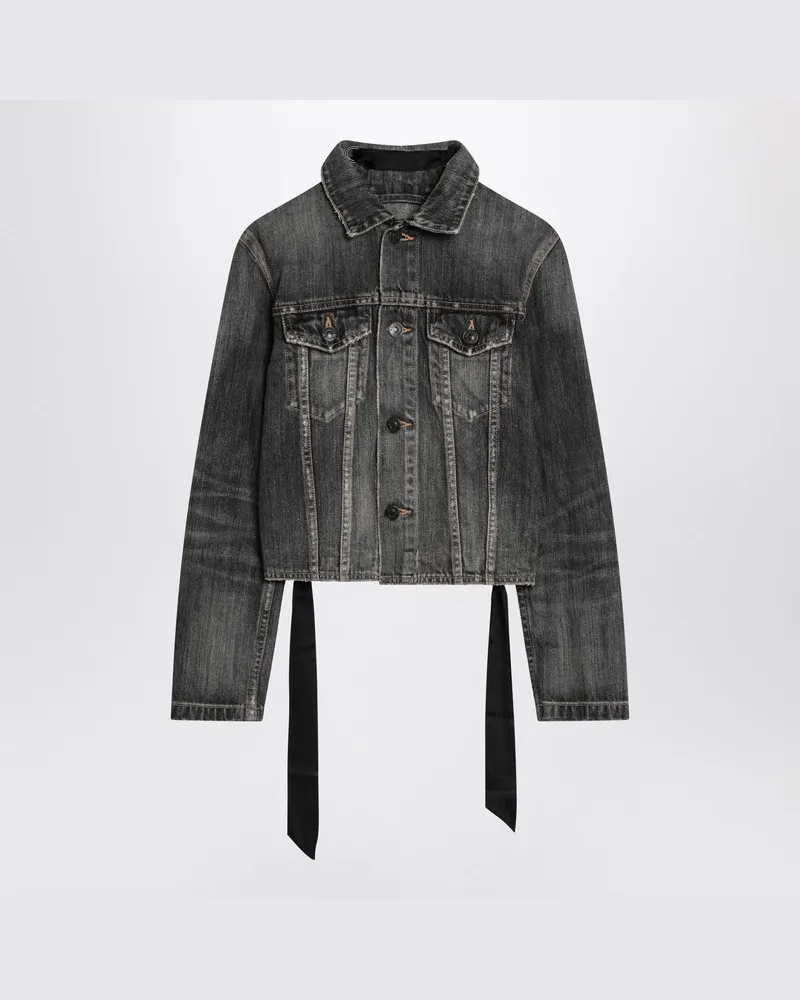 Balenciaga Dunkelgraue Jeansjacke mit Schnürung Grau