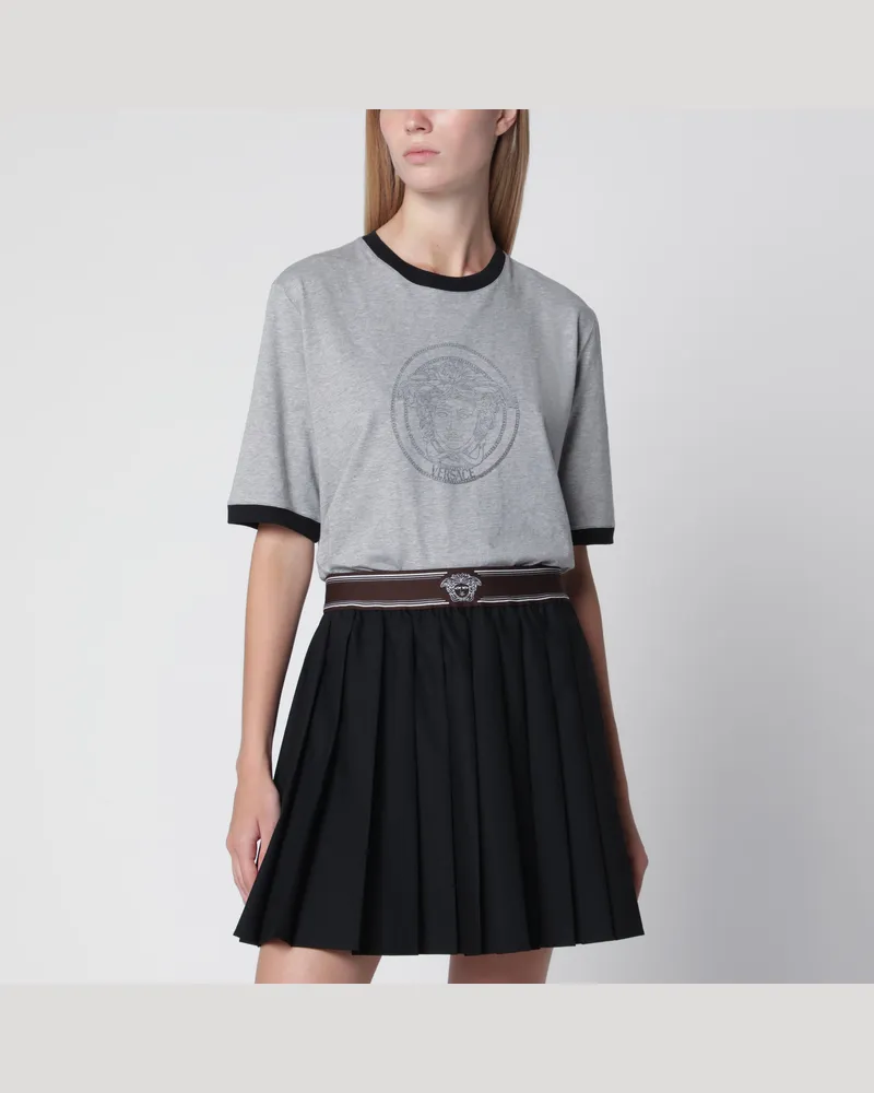 Versace T-Shirt aus Baumwolljersey mit Logoprint Grey