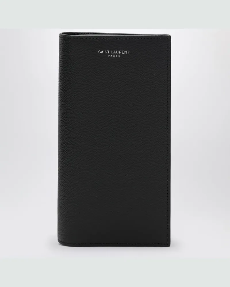 Saint Laurent Schwarzes Continental-Portemonnaie aus genarbtem Leder Black