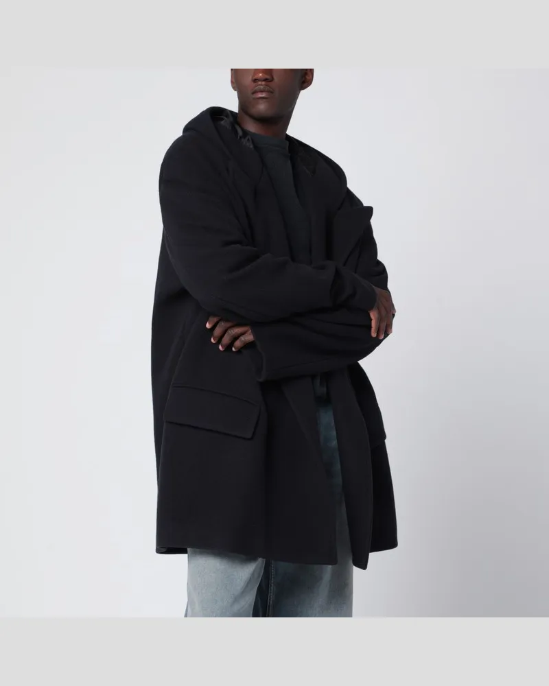 Balenciaga Marineblauer Mantel mit Kapuze Blau