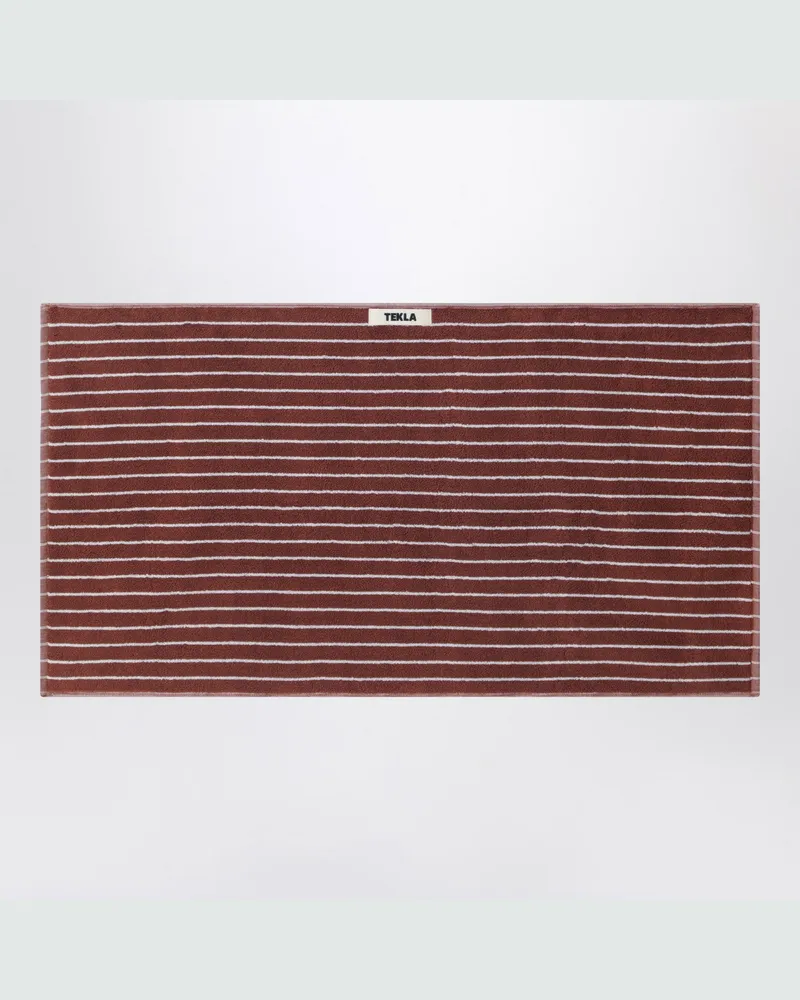 TEKLA Rötlich-braunes gestreiftes Badetuch 50x90 cm Green