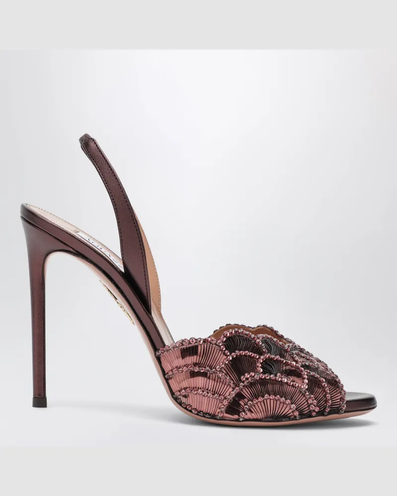 Aquazzura Ce Soir sandals in aubergine nappa leather Purple